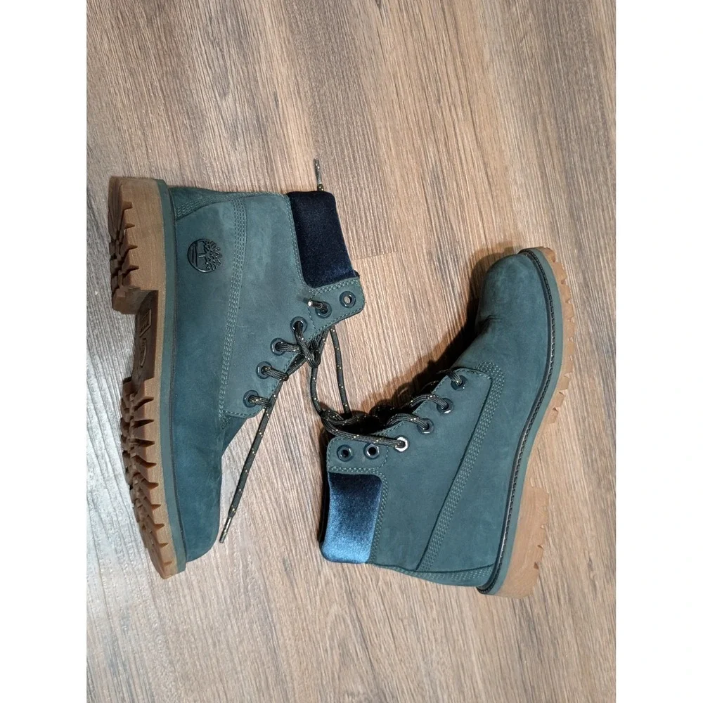 Timberland Boys Ankle Boots Blue‎ Velvet Collar Youth US 5